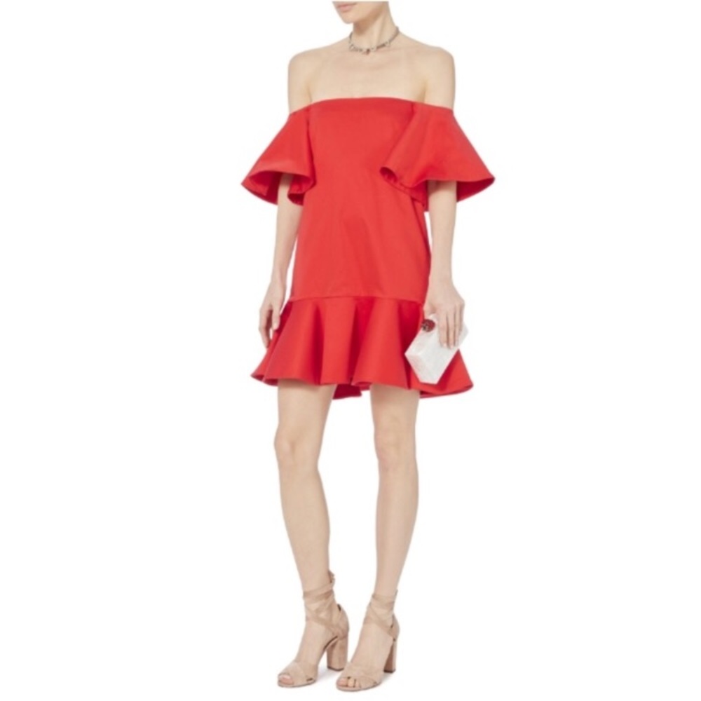 Alexis Aliana Off Shoulder ruffled hem red mini Dress Sz.XS